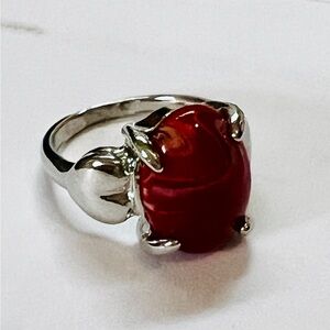 Striking Red and Silver Gemstone Ring